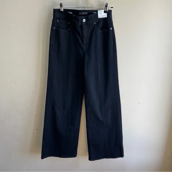 NWT J.Crew Black High-Rise Wide Leg Jeans Sz 25P - Picture 3 of 13